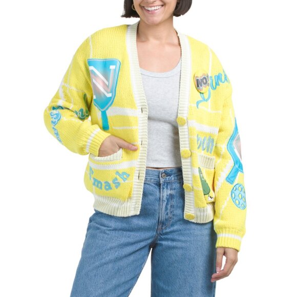 NO! JEANS Yellow Pickle Ball Button Down Cardigan - Picture 1 of 2